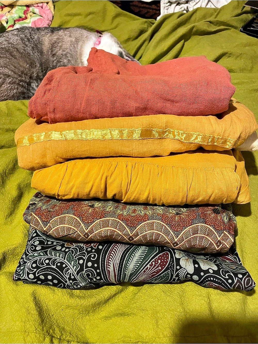 Earthy Boho Hippie 5-Pc Capsule Clothing Lot Linen Cotton Rayon Fits M